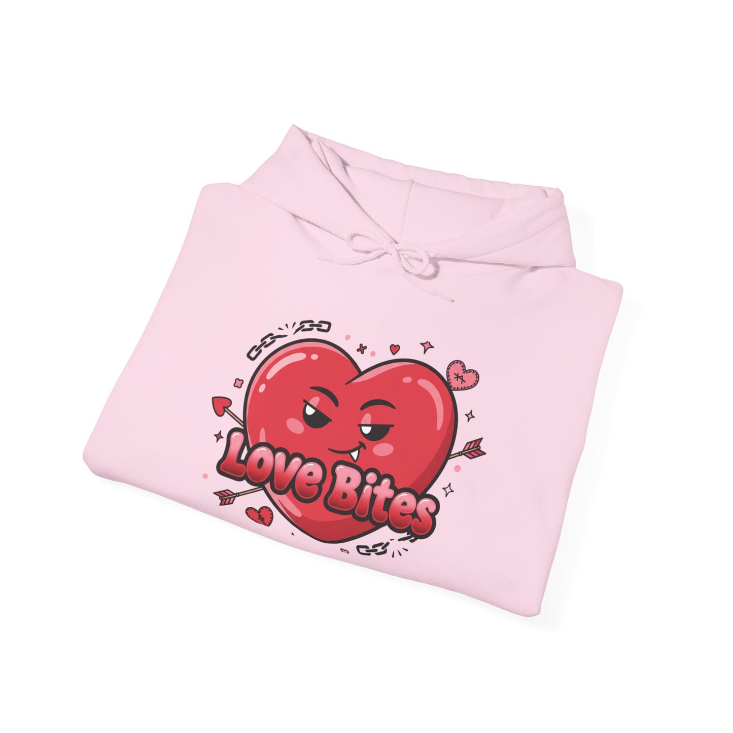 Love Bites heart graphic Hoodie | ironic valentines, sarcastic hearts