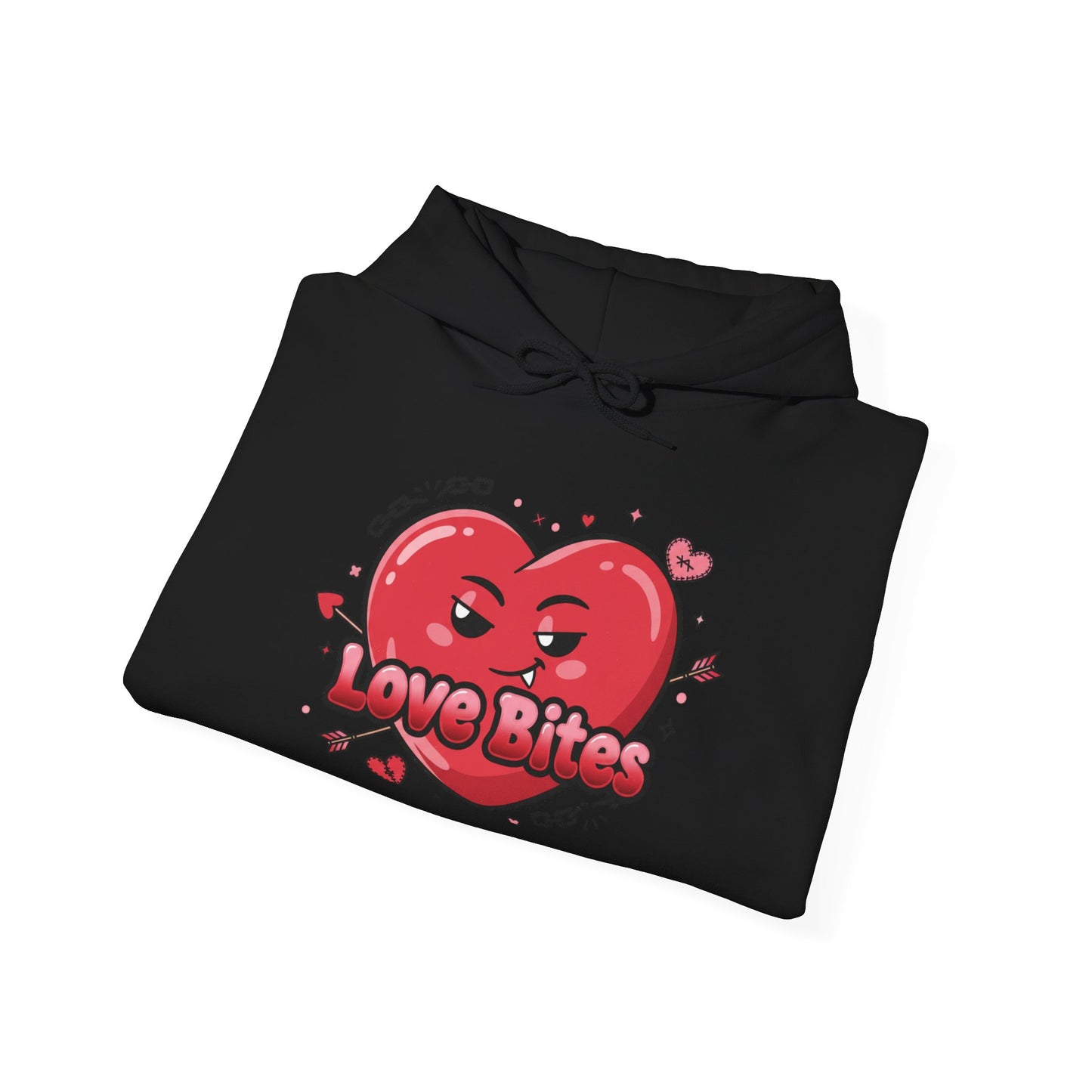 Love Bites heart graphic Hoodie | ironic valentines, sarcastic hearts