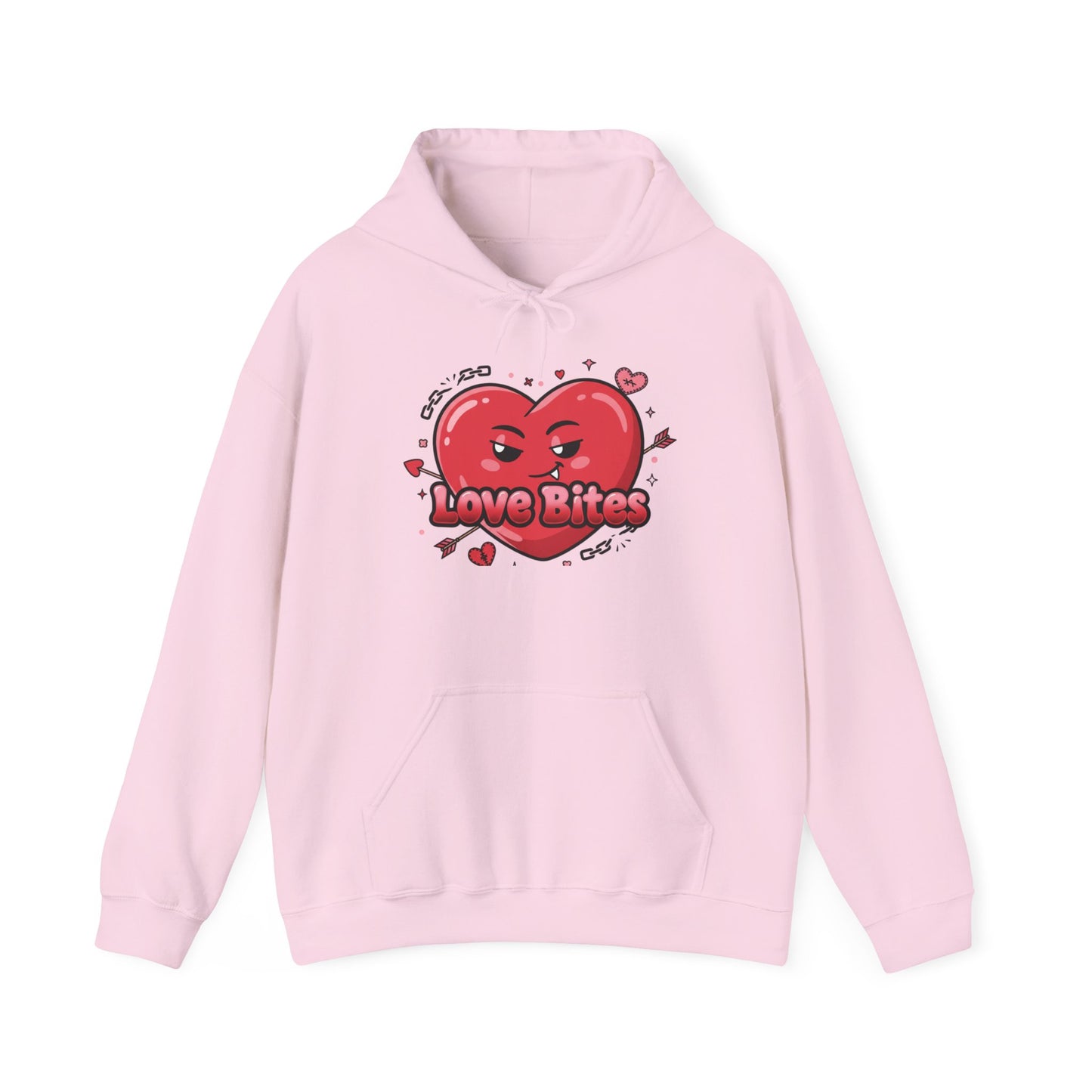 Love Bites heart graphic Hoodie | ironic valentines, sarcastic hearts