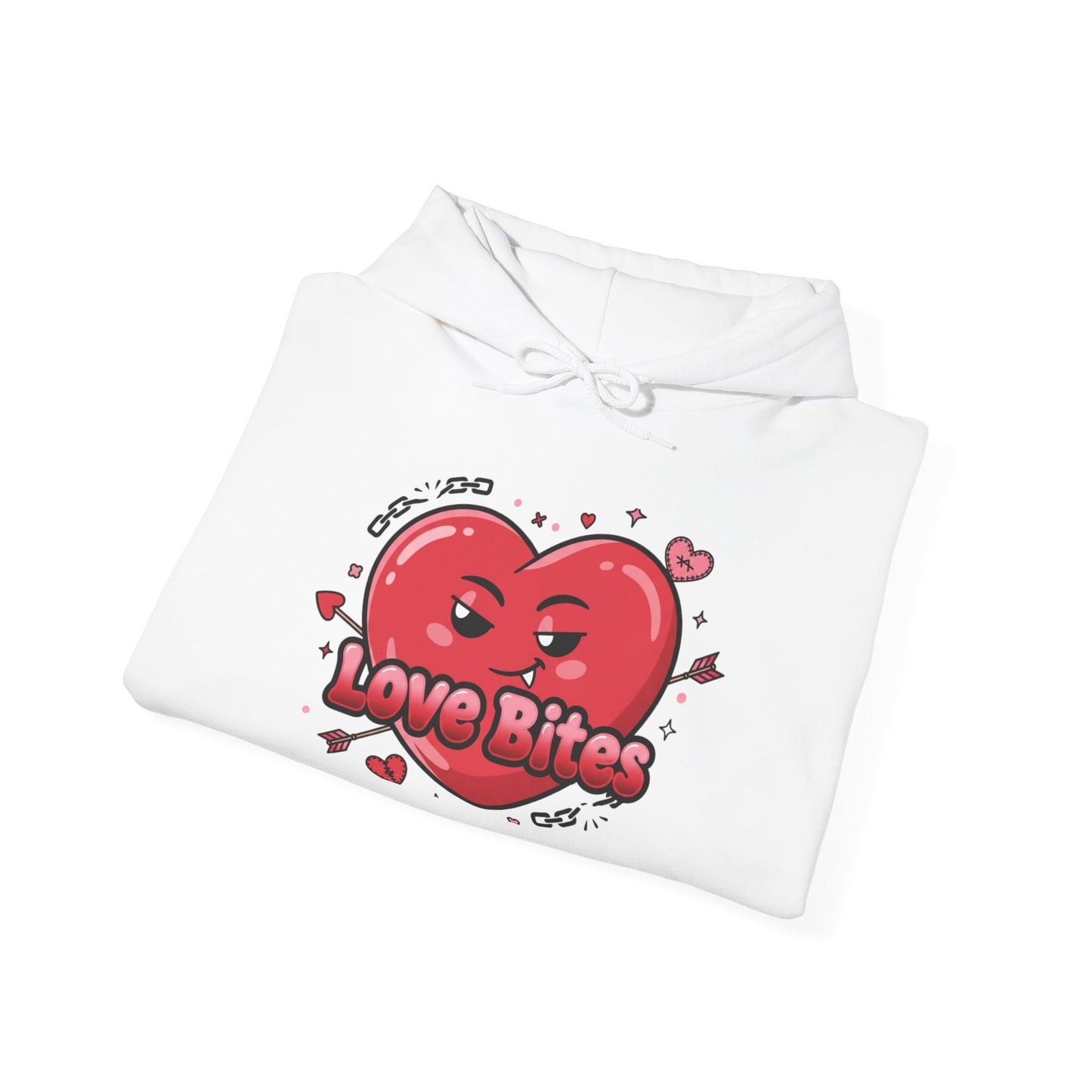 Love Bites heart graphic Hoodie | ironic valentines, sarcastic hearts