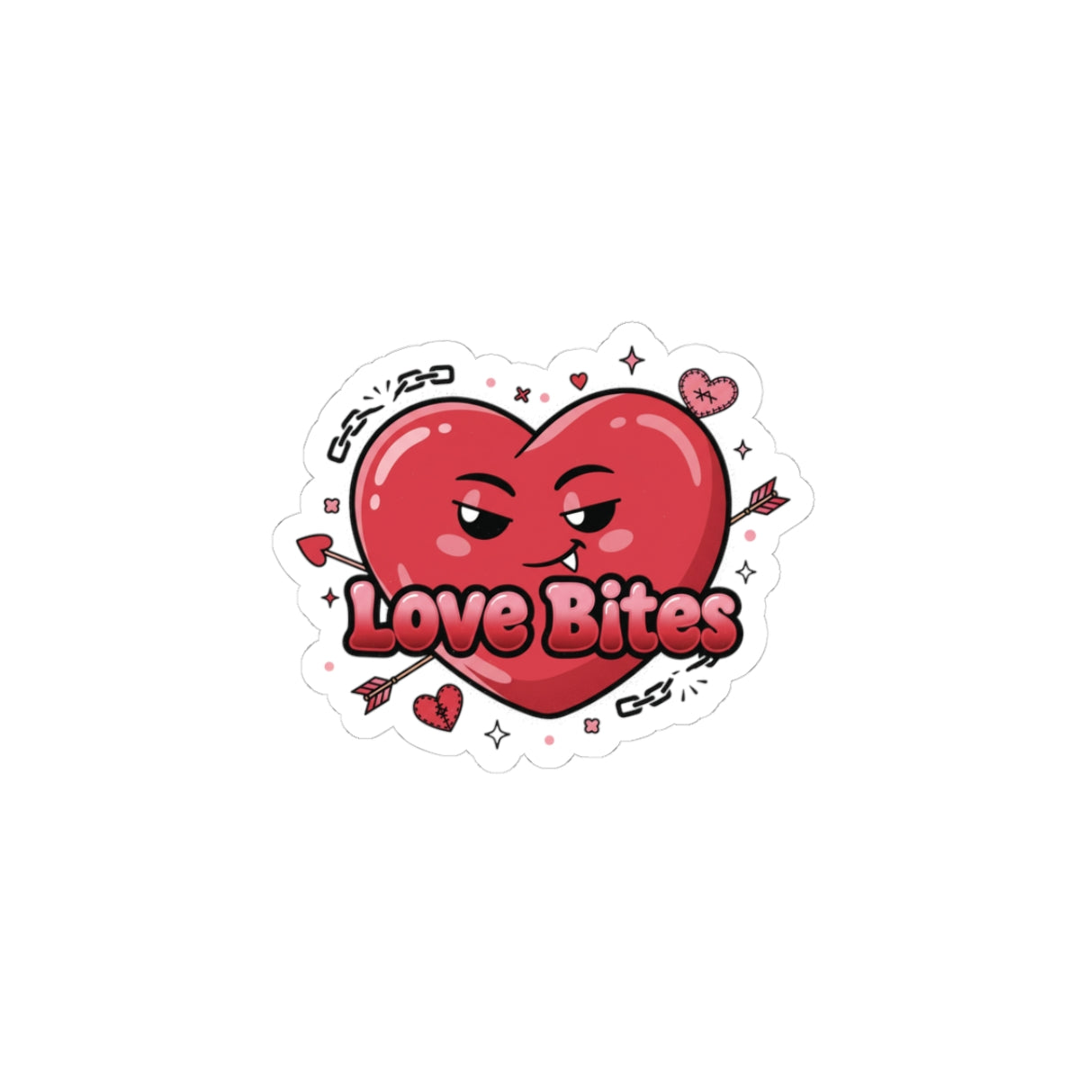 Love Bites Heart Sticker | ironic valentines, sarcastic hearts