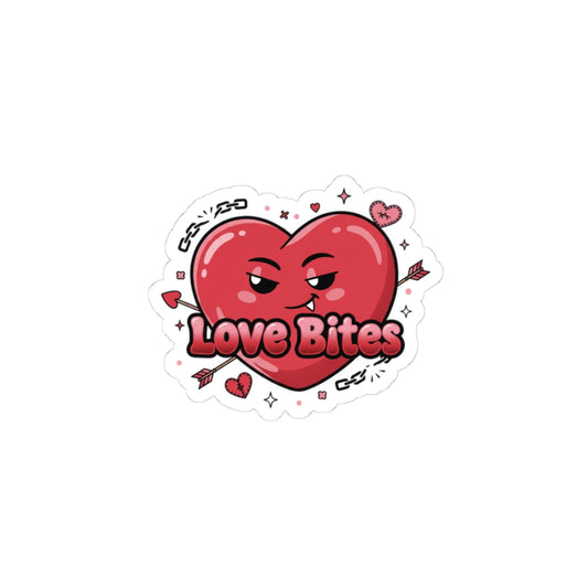Love Bites Heart Sticker | ironic valentines, sarcastic hearts