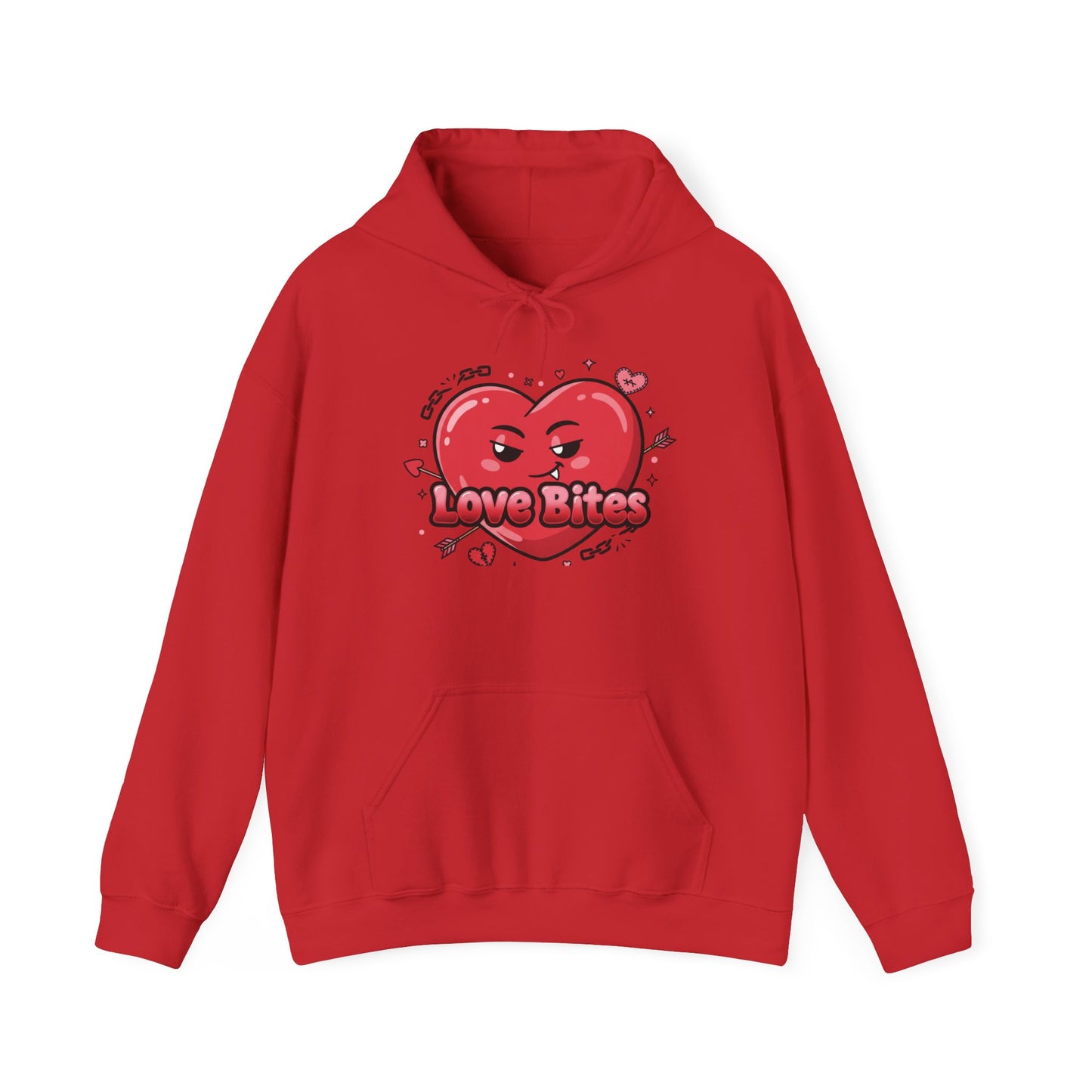 Love Bites heart graphic Hoodie | ironic valentines, sarcastic hearts