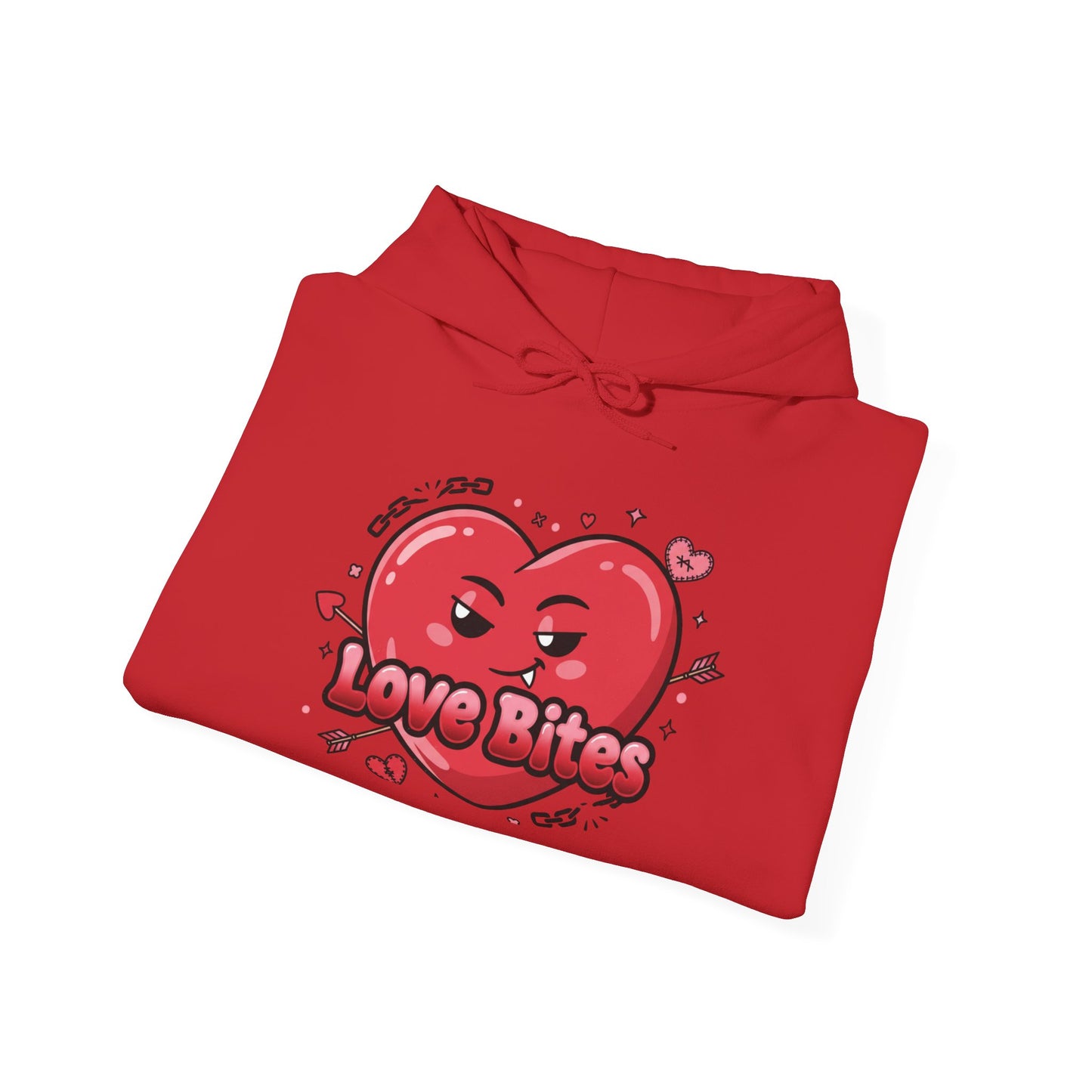 Love Bites heart graphic Hoodie | ironic valentines, sarcastic hearts