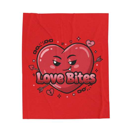 Love Bites Heart Plush Blanket | ironic valentines, sarcastic hearts